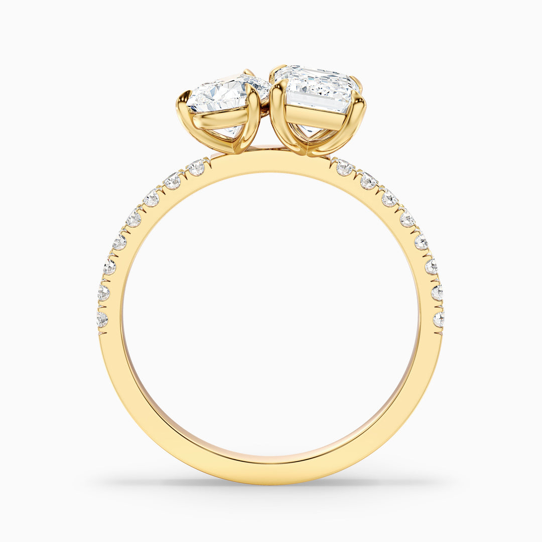 Aletheia Toi Et Moi Pave Ring With Pear and Emerald Lab Grown Diamond