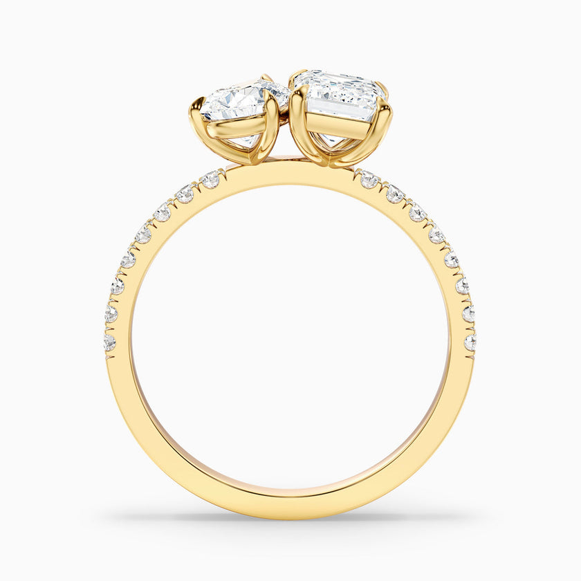 Aletheia Toi Et Moi Pave Ring With Pear and Emerald Lab Grown Diamond