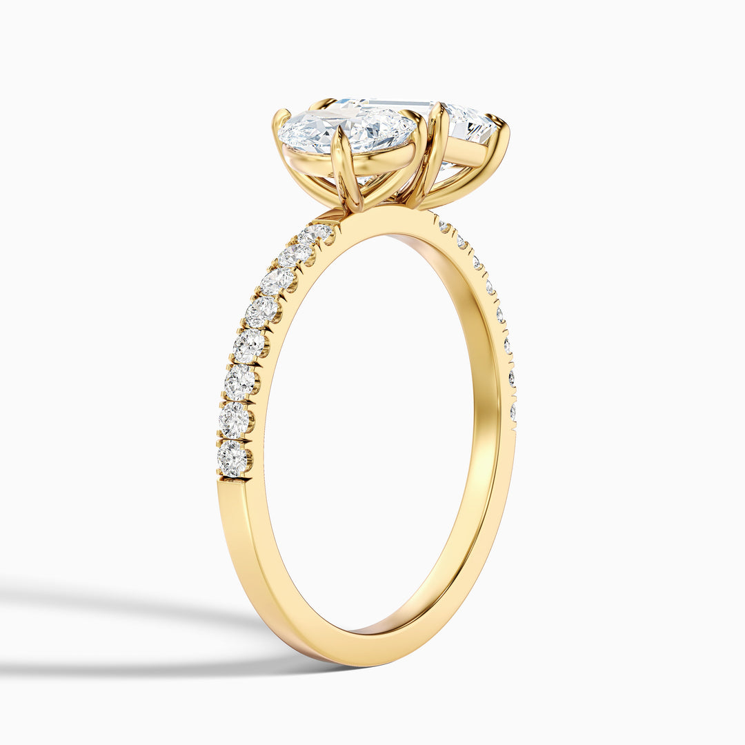 Aletheia Toi Et Moi Pave Ring With Pear and Emerald Lab Grown Diamond
