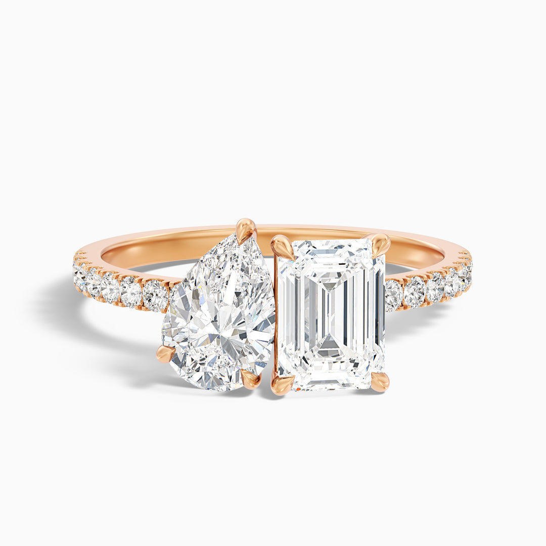 Aletheia Toi Et Moi Pave Ring With Pear and Emerald Lab Grown Diamond