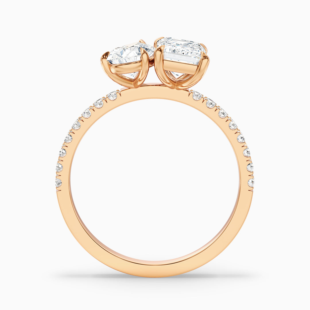 Aletheia Toi Et Moi Pave Ring With Pear and Emerald Lab Grown Diamond