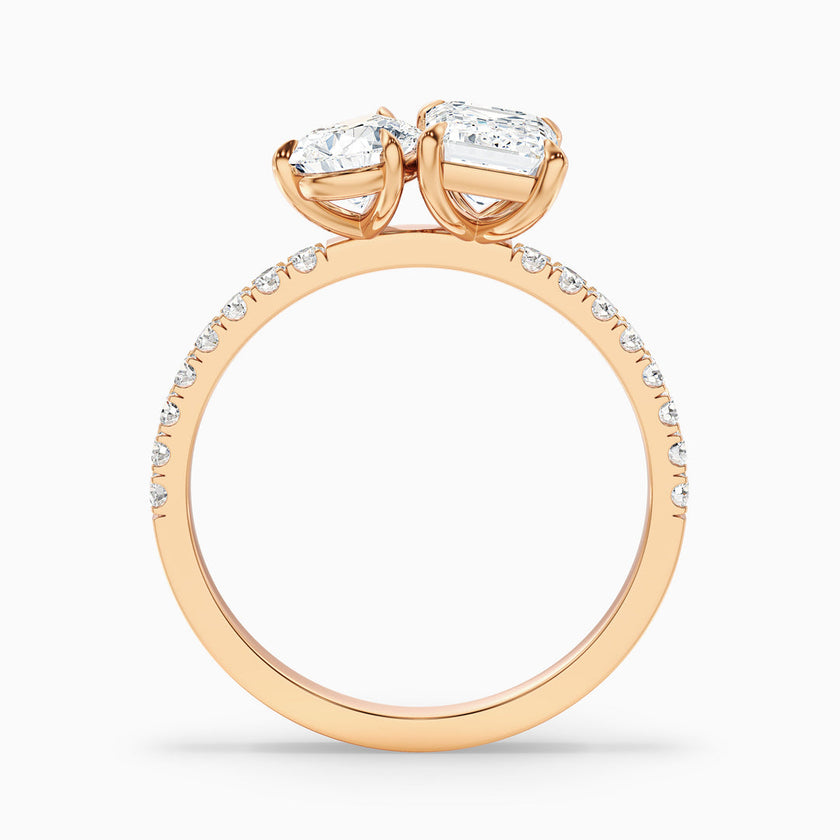Aletheia Toi Et Moi Pave Ring With Pear and Emerald Lab Grown Diamond