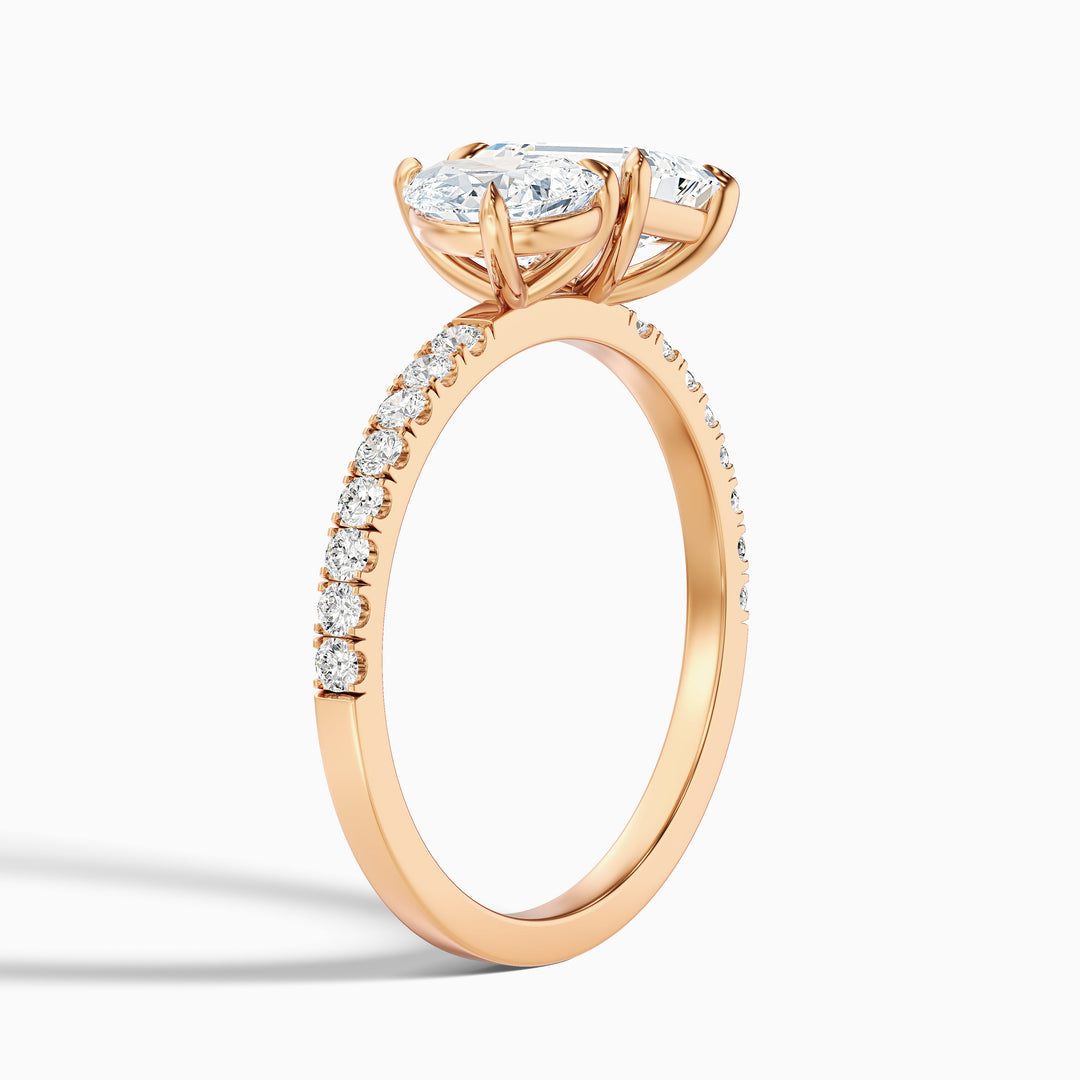 Aletheia Toi Et Moi Pave Ring With Pear and Emerald Lab Grown Diamond
