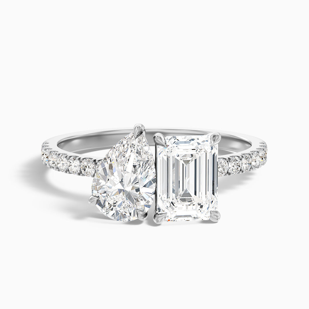 Aletheia Toi Et Moi Pave Ring With Pear and Emerald Lab Grown Diamond