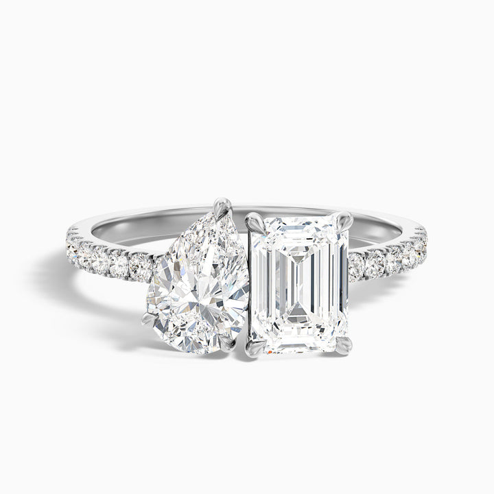 Aletheia Toi Et Moi Pave Ring With Pear and Emerald Lab Grown Diamond
