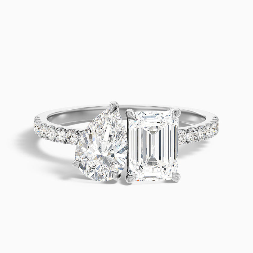 Aletheia Toi Et Moi Pave Ring With Pear and Emerald Lab Grown Diamond