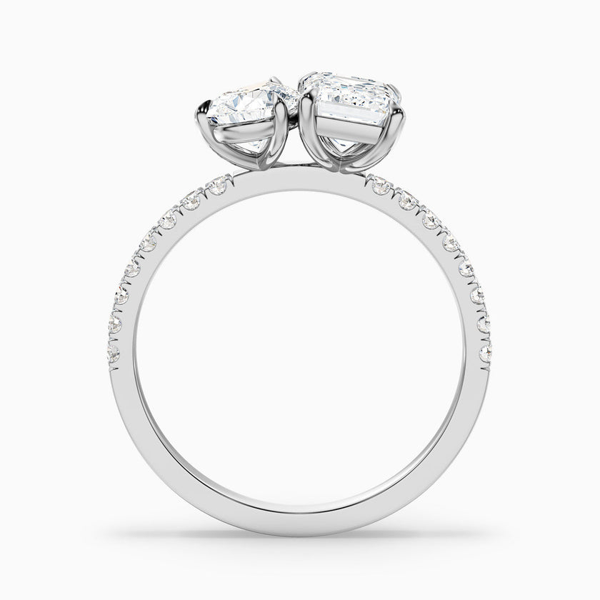 Aletheia Toi Et Moi Pave Ring With Pear and Emerald Lab Grown Diamond