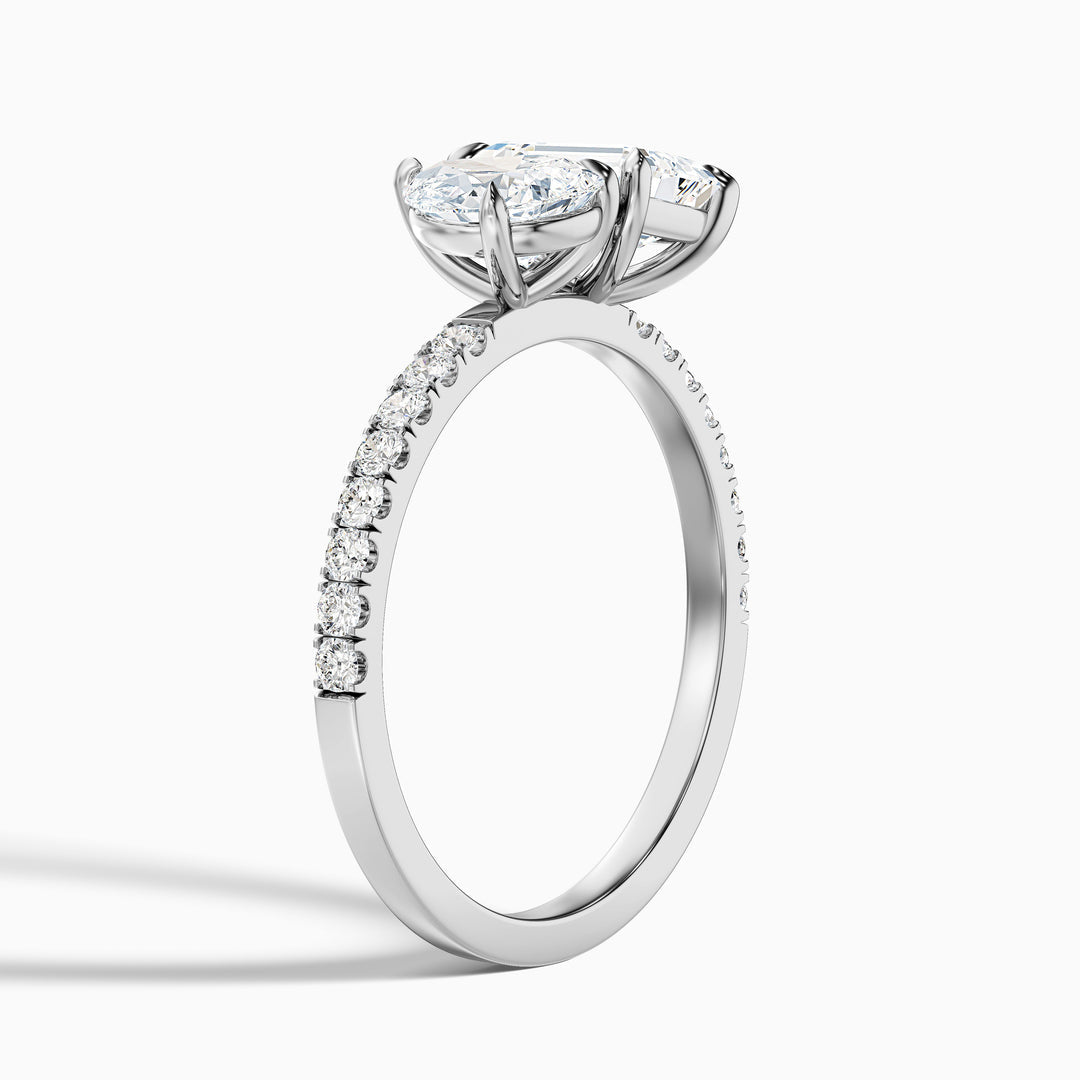 Aletheia Toi Et Moi Pave Ring With Pear and Emerald Lab Grown Diamond