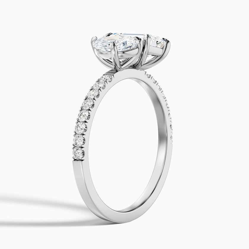 Aletheia Toi Et Moi Pave Ring With Pear and Emerald Lab Grown Diamond
