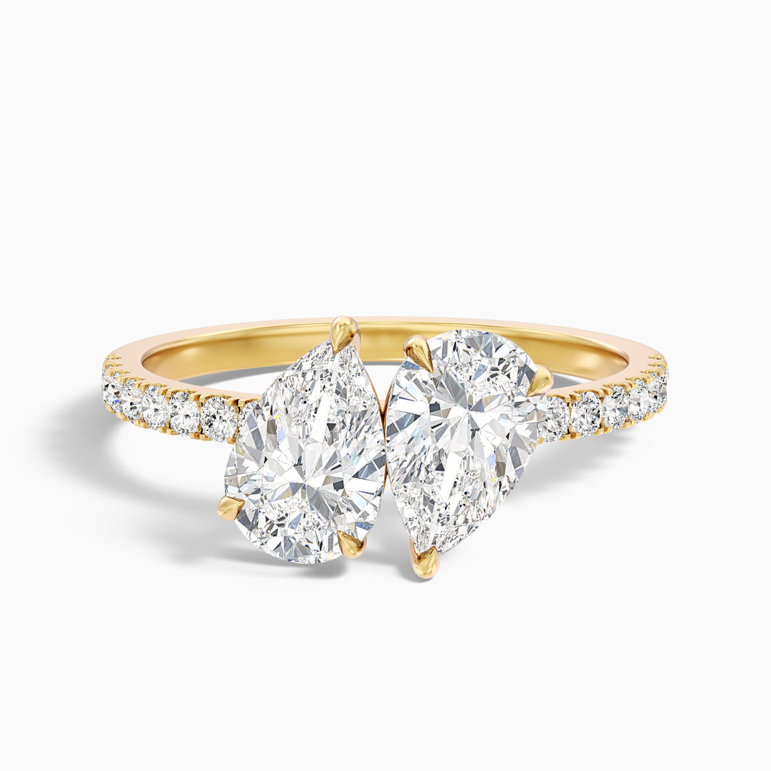 Suri Toi Et Moi Pave Ring  With Both Pear Two Stone Lab Grown Diamond
