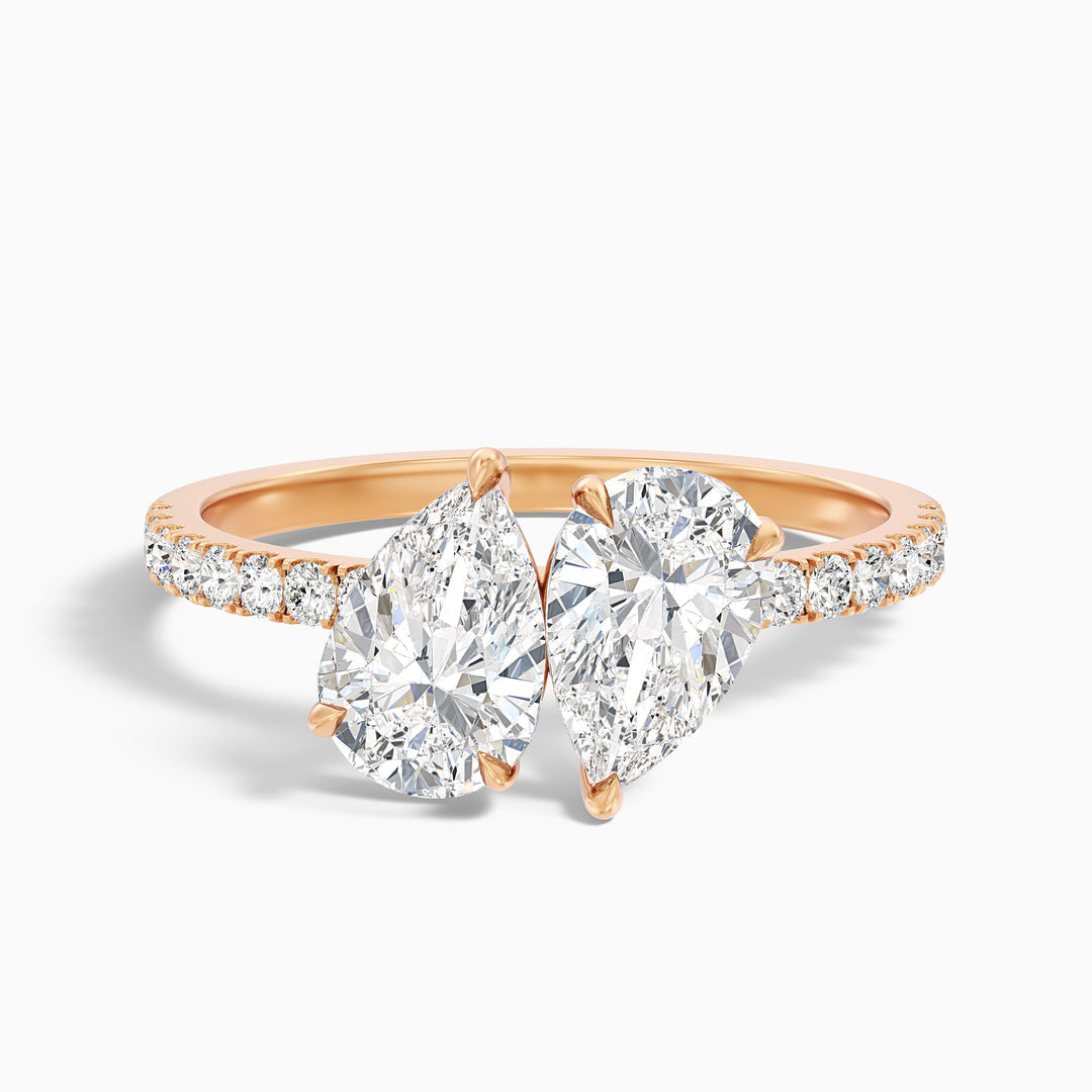Suri Toi Et Moi Pave Ring  With Both Pear Two Stone Lab Grown Diamond