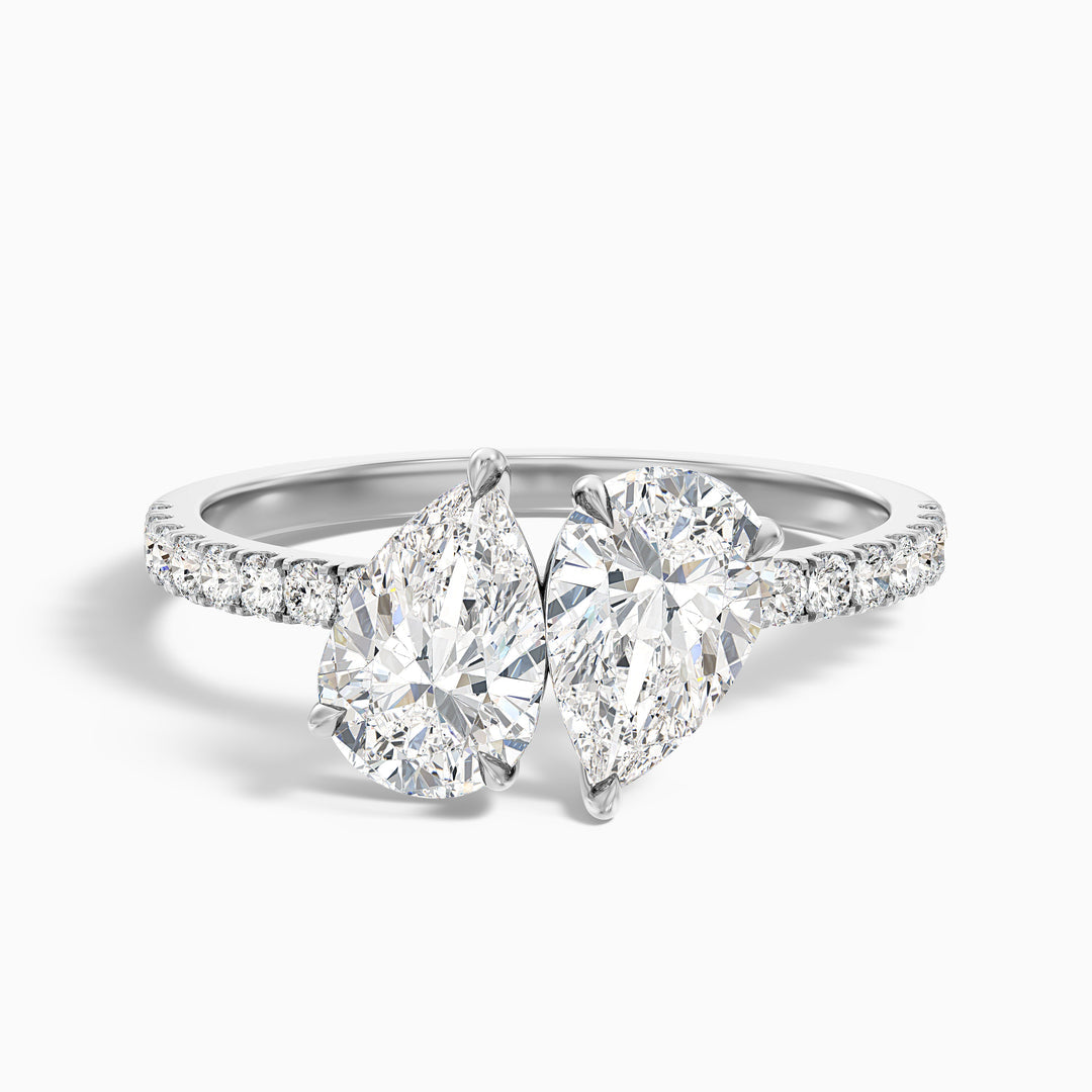 Suri Toi Et Moi Pave Ring  With Both Pear Two Stone Lab Grown Diamond