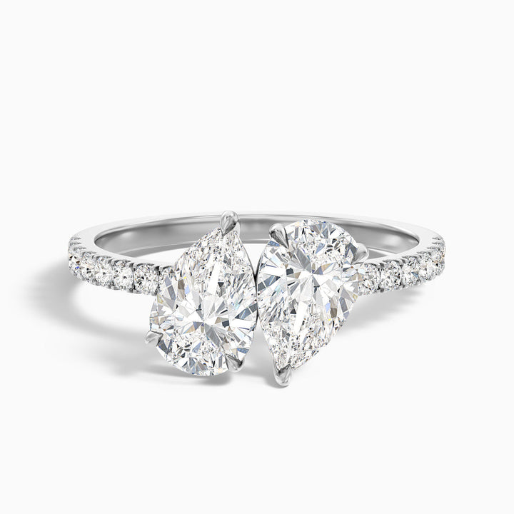 Suri Toi Et Moi Pave Ring  With Both Pear Two Stone Lab Grown Diamond