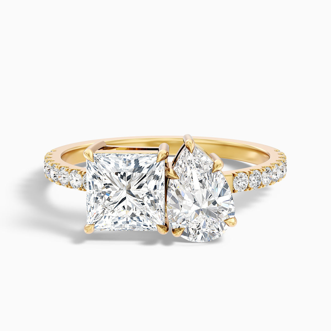 Enari Toi Et Moi Pave Ring  With Both Pear Two Stone Lab Grown Diamond