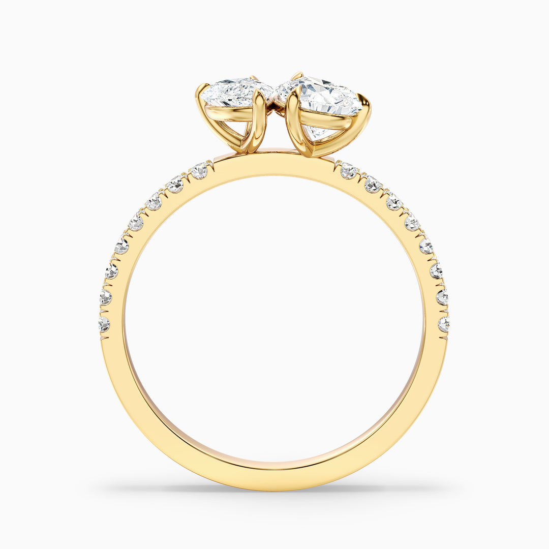 Enari Toi Et Moi Pave Ring  With Both Pear Two Stone Lab Grown Diamond