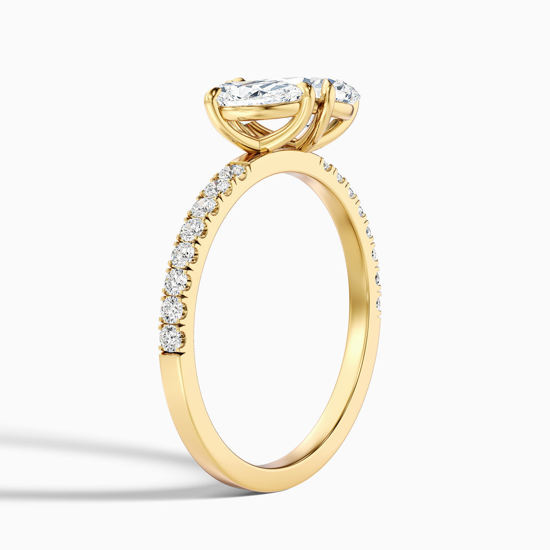 Enari Toi Et Moi Pave Ring  With Both Pear Two Stone Lab Grown Diamond