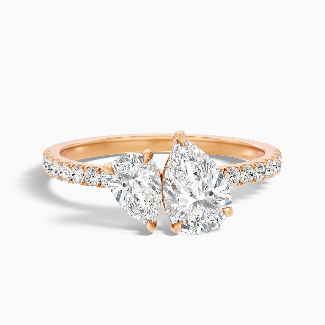 Enari Toi Et Moi Pave Ring  With Both Pear Two Stone Lab Grown Diamond