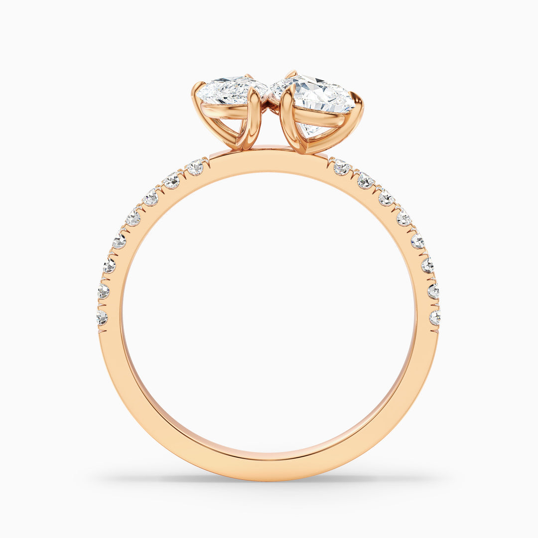 Enari Toi Et Moi Pave Ring  With Both Pear Two Stone Lab Grown Diamond