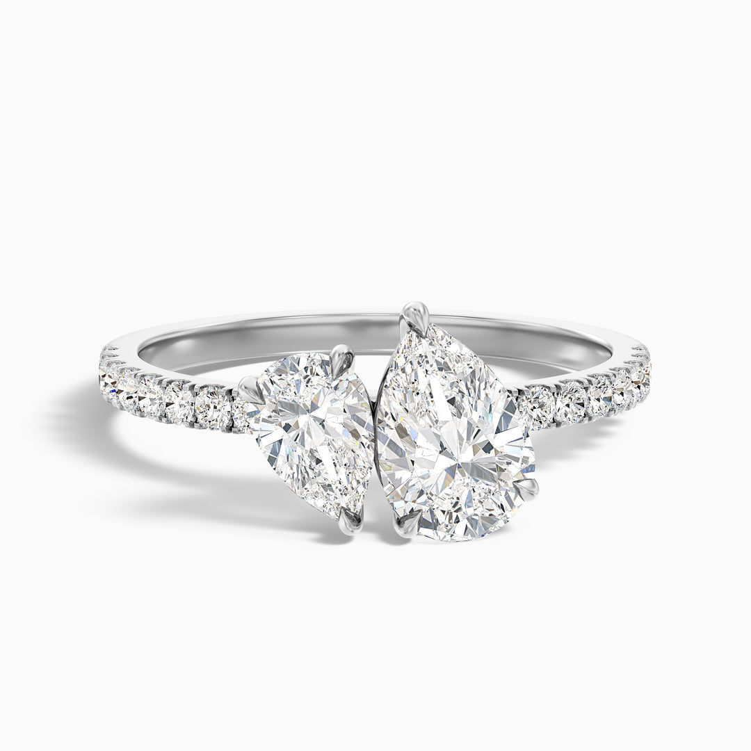 Enari Toi Et Moi Pave Ring  With Both Pear Two Stone Lab Grown Diamond