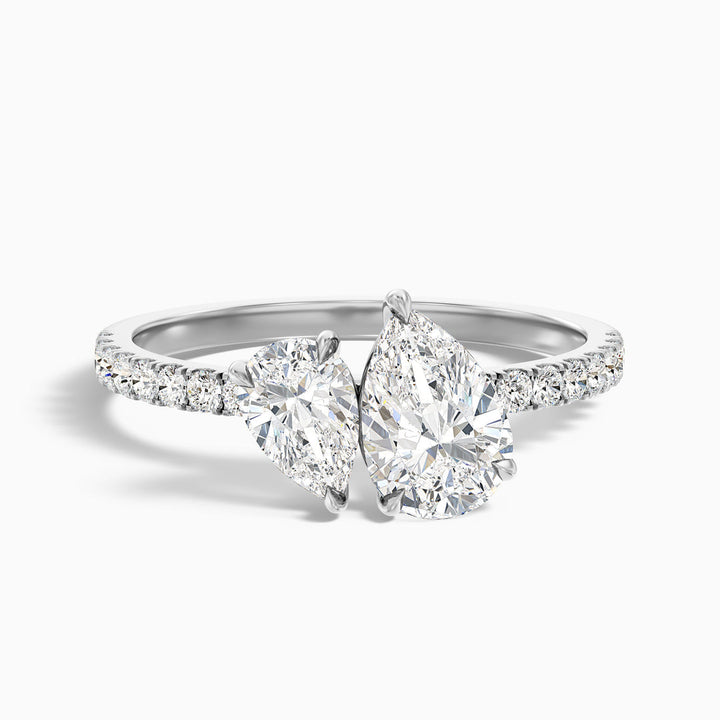 Enari Toi Et Moi Pave Ring  With Both Pear Two Stone Lab Grown Diamond
