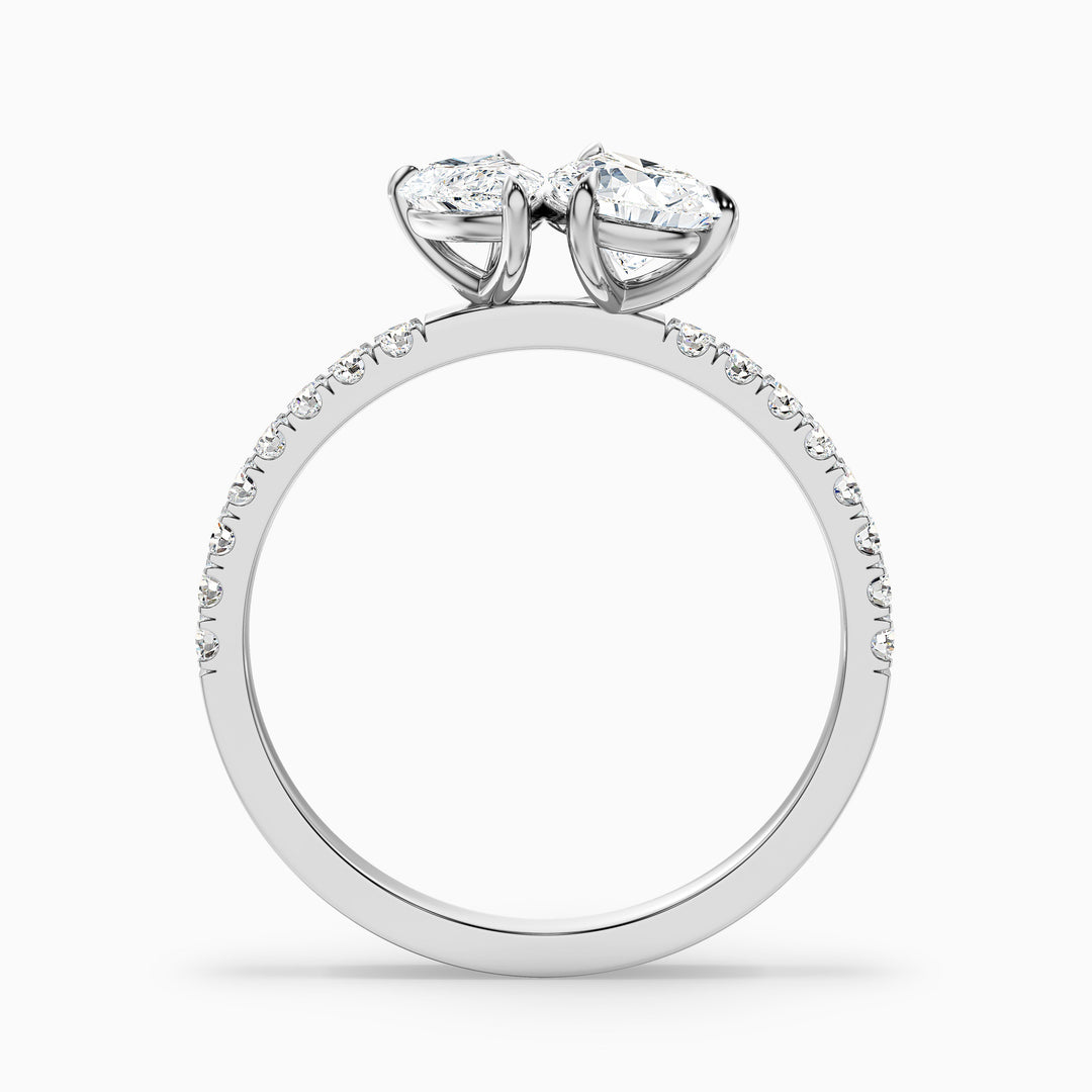 Enari Toi Et Moi Pave Ring  With Both Pear Two Stone Lab Grown Diamond