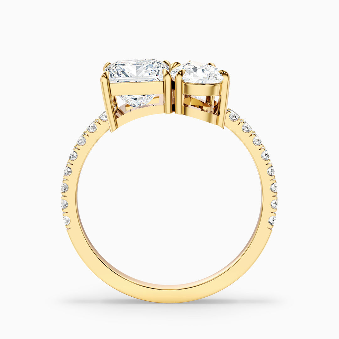Midas Toi Et Moi Pave Ring  With Princess and Pear Two Stone Lab Grown Diamond