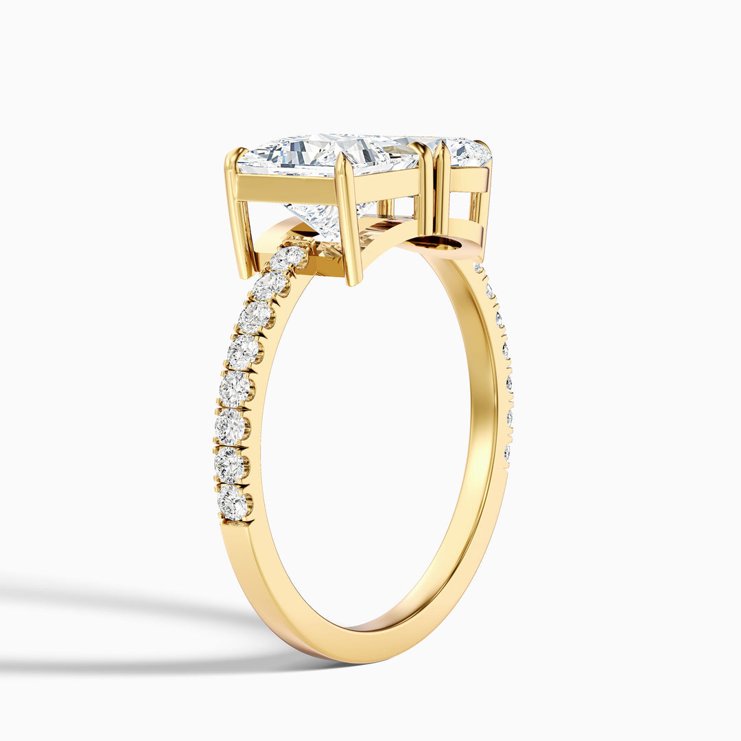Midas Toi Et Moi Pave Ring  With Princess and Pear Two Stone Lab Grown Diamond