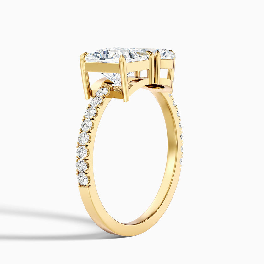 Midas Toi Et Moi Pave Ring  With Princess and Pear Two Stone Lab Grown Diamond