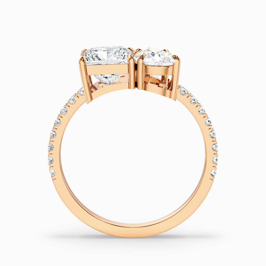 Midas Toi Et Moi Pave Ring  With Princess and Pear Two Stone Lab Grown Diamond
