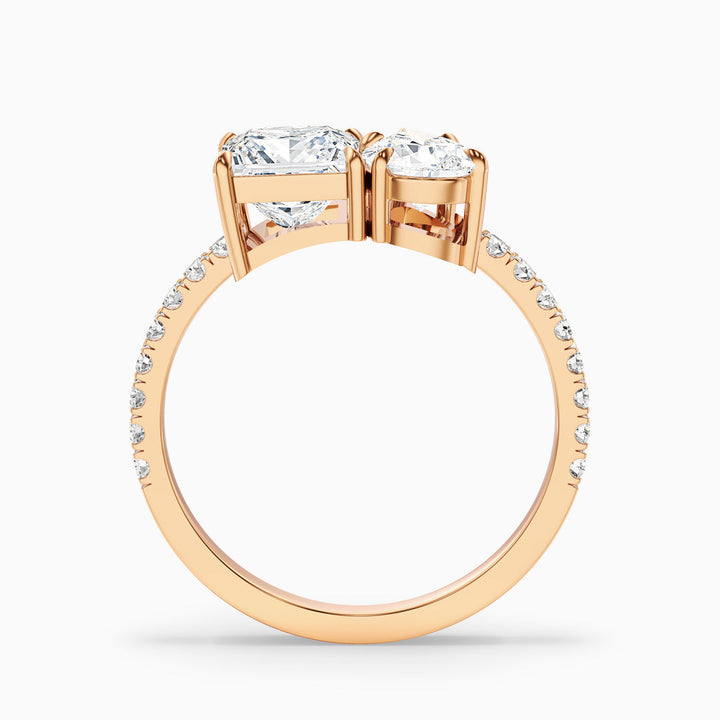Midas Toi Et Moi Pave Ring  With Princess and Pear Two Stone Lab Grown Diamond