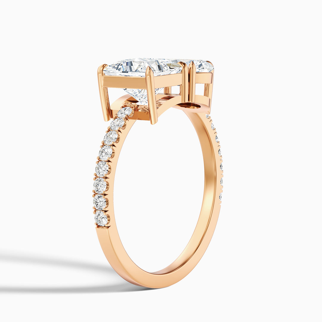 Midas Toi Et Moi Pave Ring  With Princess and Pear Two Stone Lab Grown Diamond