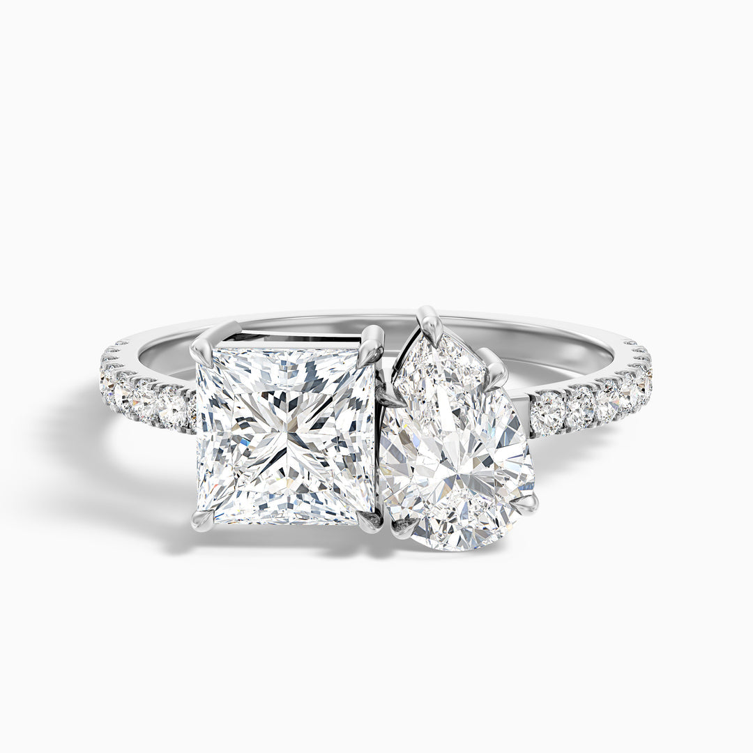 Midas Toi Et Moi Pave Ring  With Princess and Pear Two Stone Lab Grown Diamond