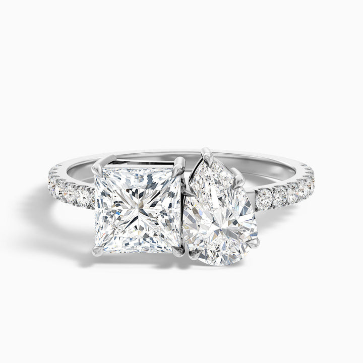 Midas Toi Et Moi Pave Ring  With Princess and Pear Two Stone Lab Grown Diamond