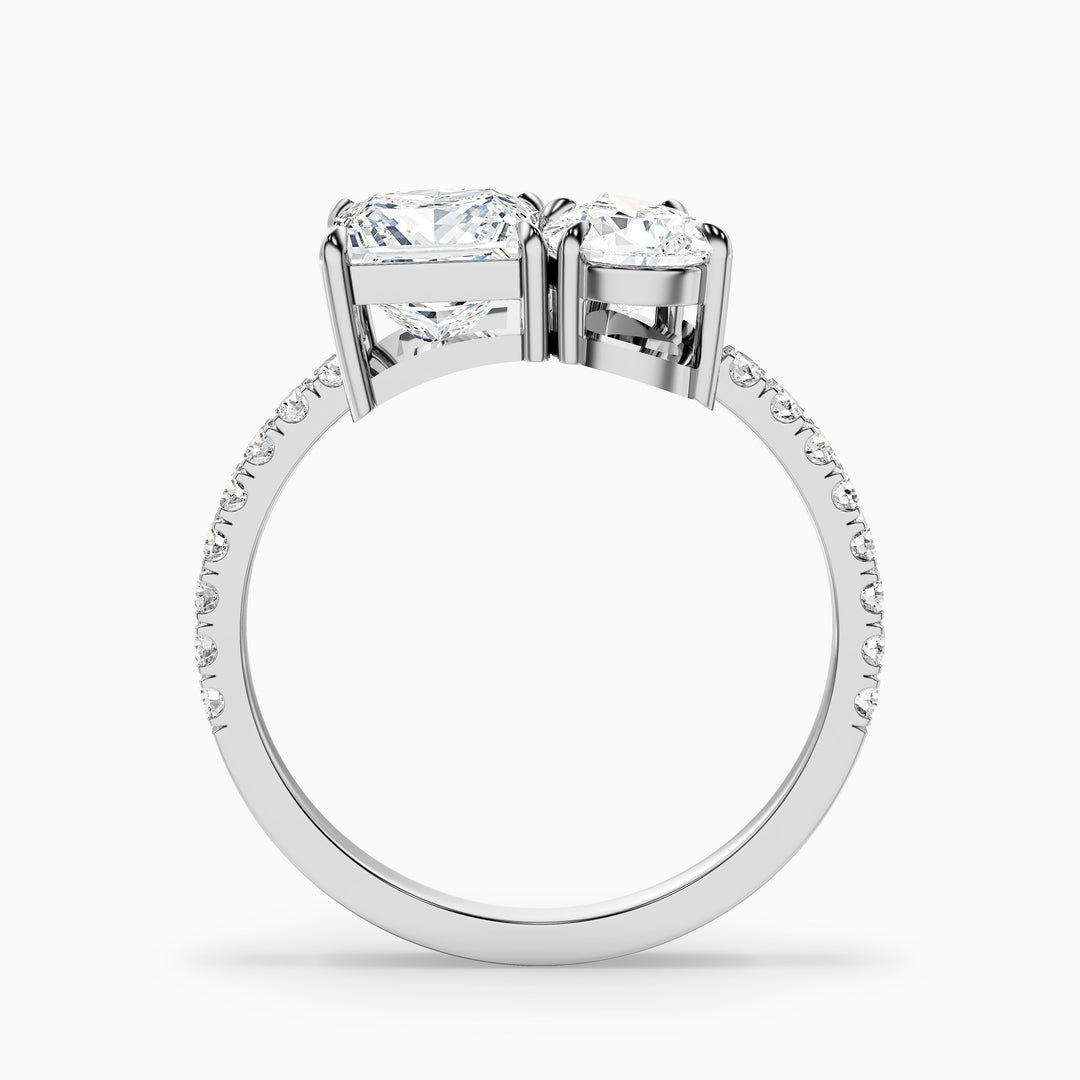 Midas Toi Et Moi Pave Ring  With Princess and Pear Two Stone Lab Grown Diamond