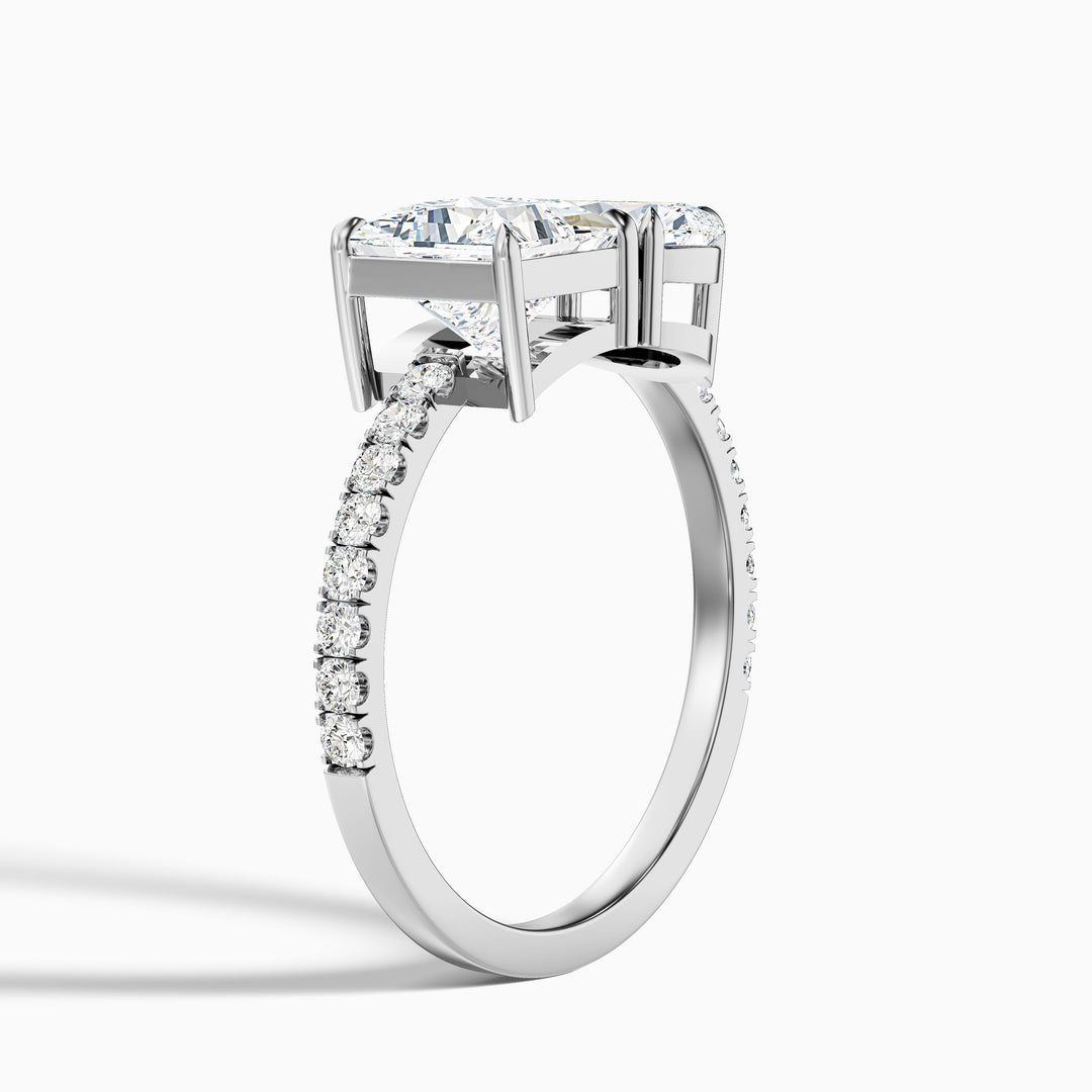Midas Toi Et Moi Pave Ring  With Princess and Pear Two Stone Lab Grown Diamond