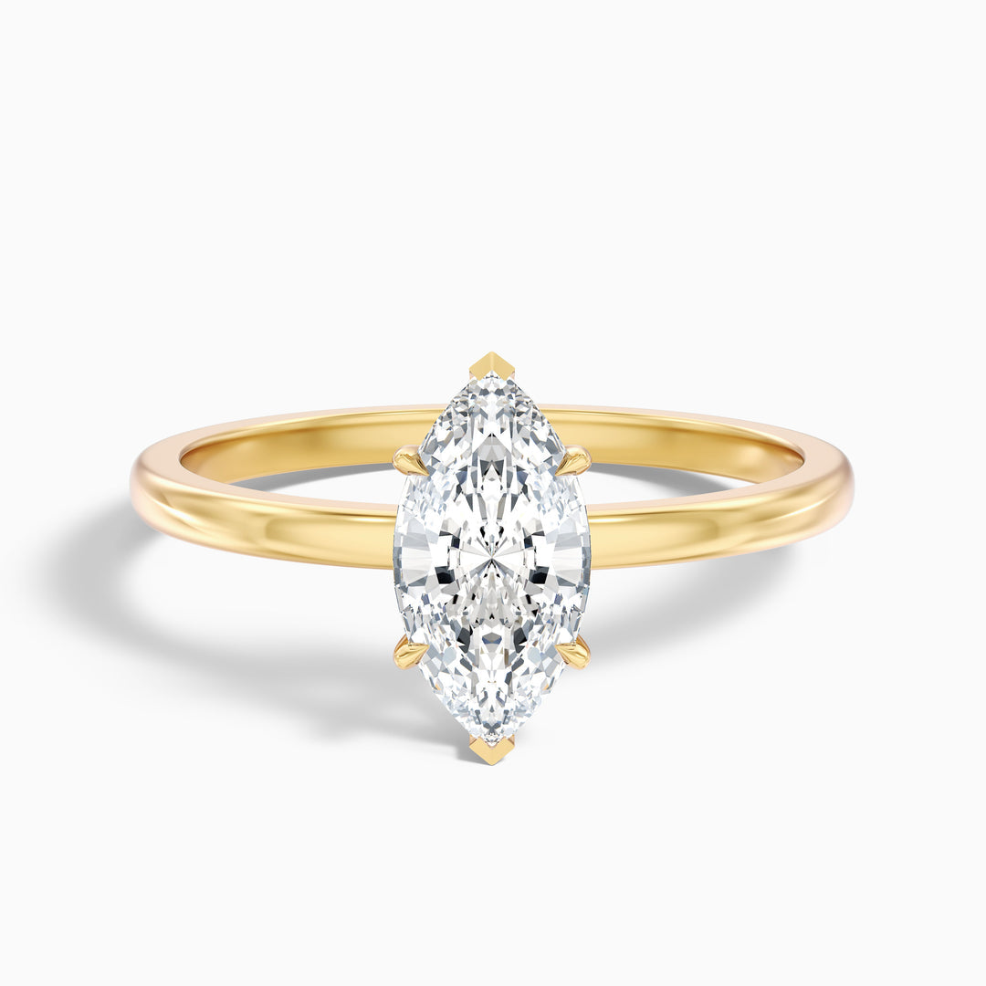 Manilla Marquise Cut Low Profile Solitaire Lab Grown Diamond Ring