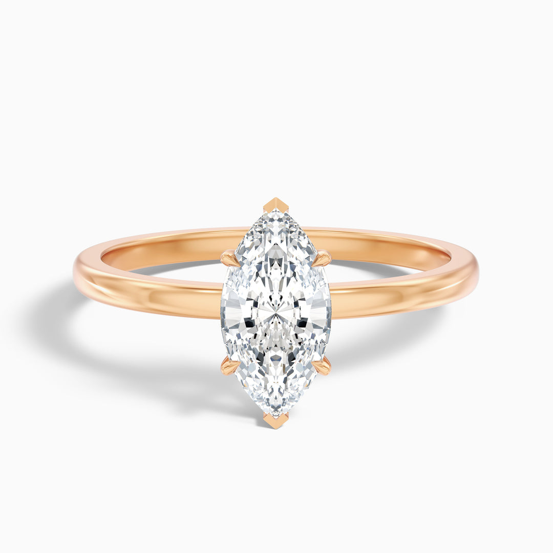 Manilla Marquise Cut Low Profile Solitaire Lab Grown Diamond Ring