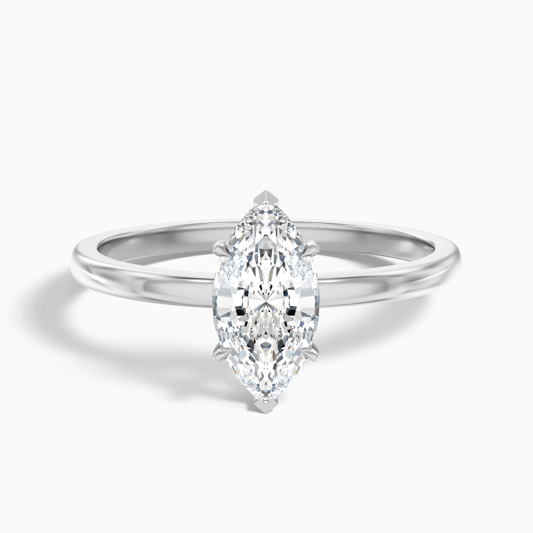 Manilla Marquise Cut Low Profile Solitaire Lab Grown Diamond Ring