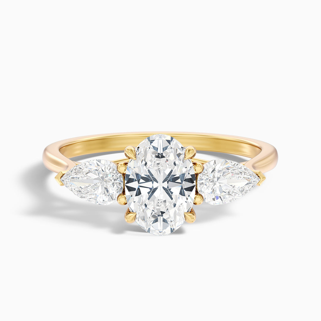 Veronica Three Stone Oval Lab Grown Diamond Ring