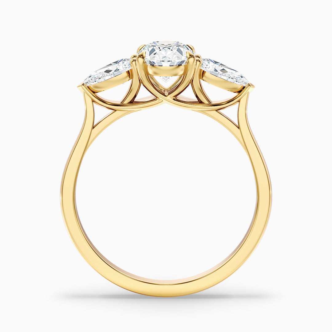Veronica Three Stone Oval Lab Grown Diamond Ring