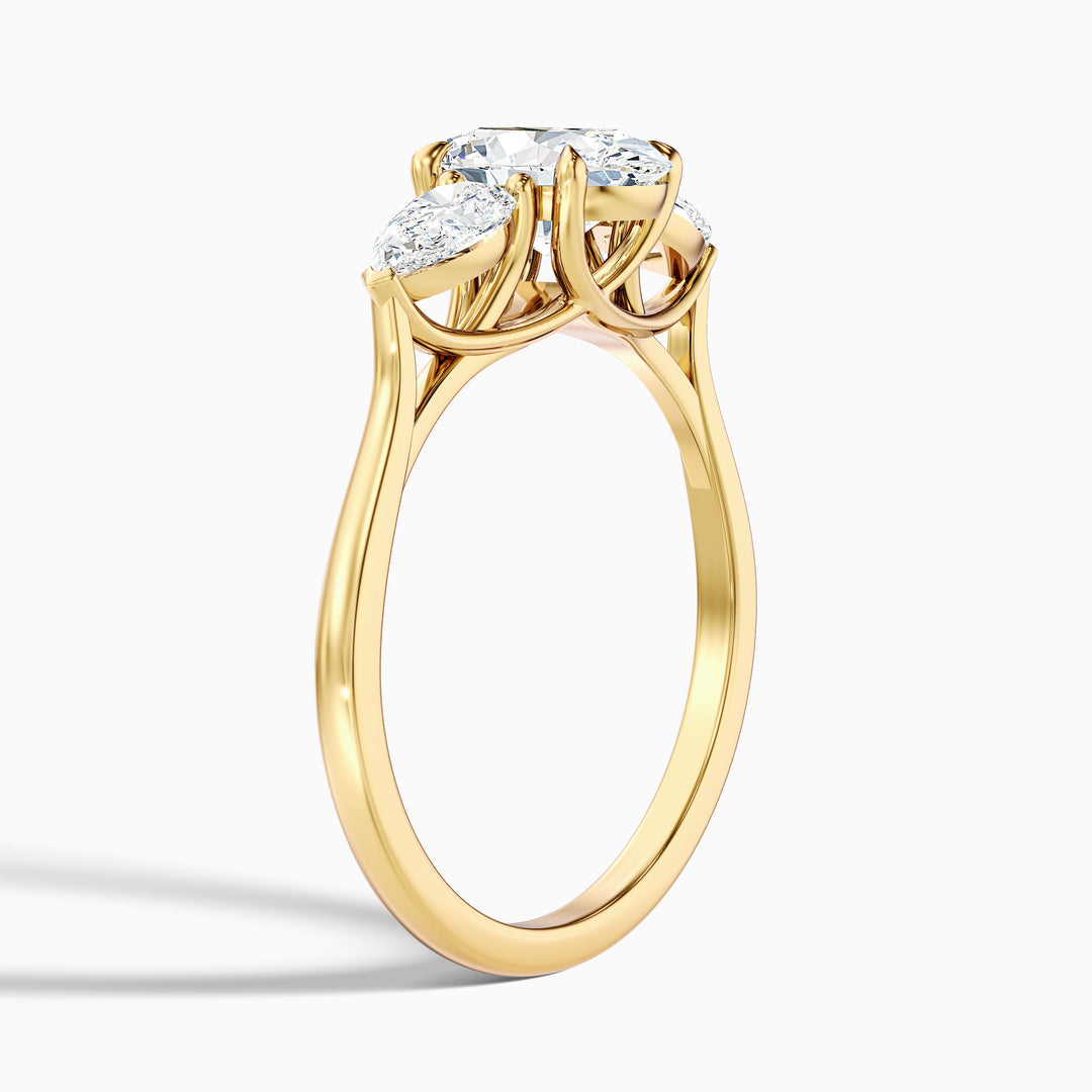 Veronica Three Stone Oval Lab Grown Diamond Ring