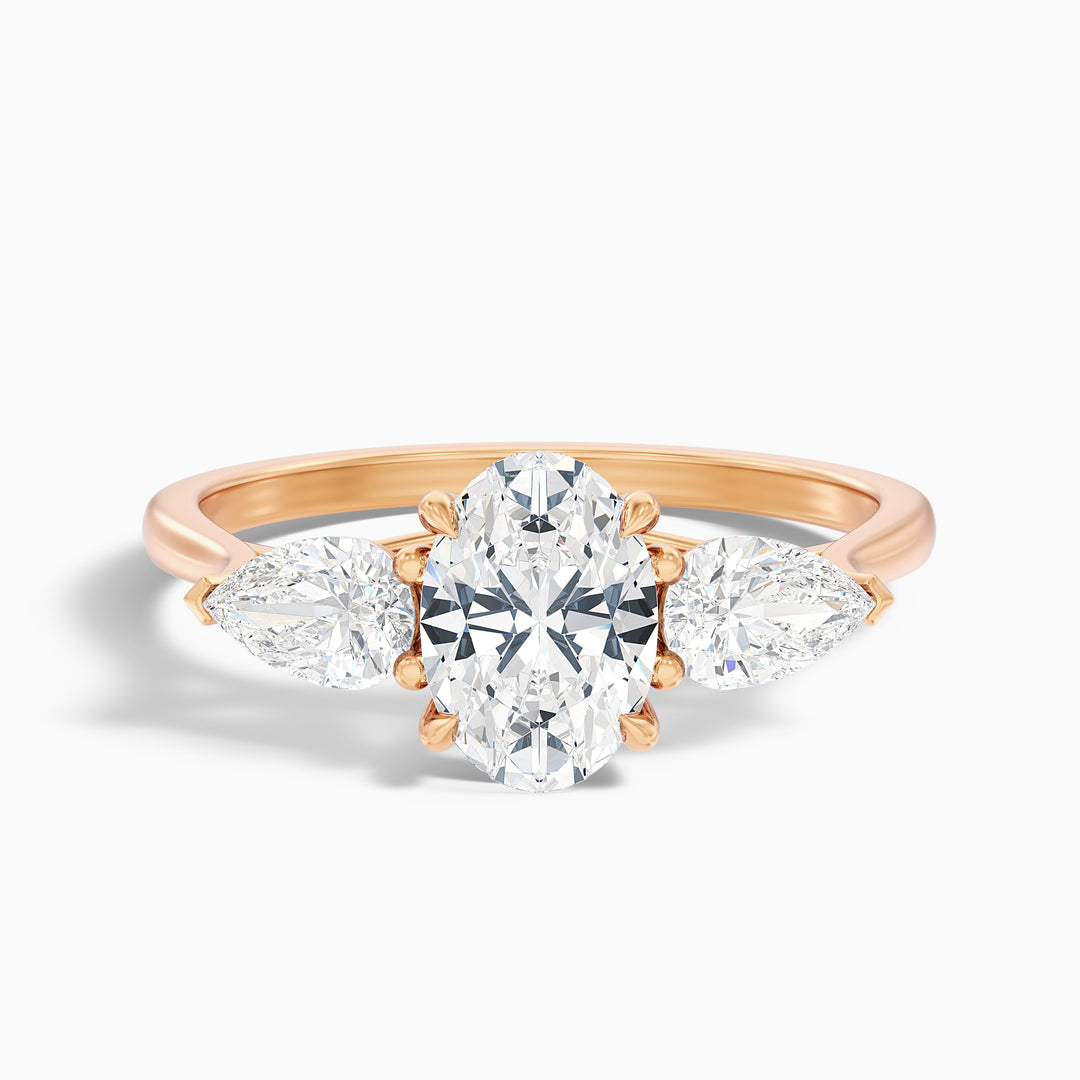 Veronica Three Stone Oval Lab Grown Diamond Ring