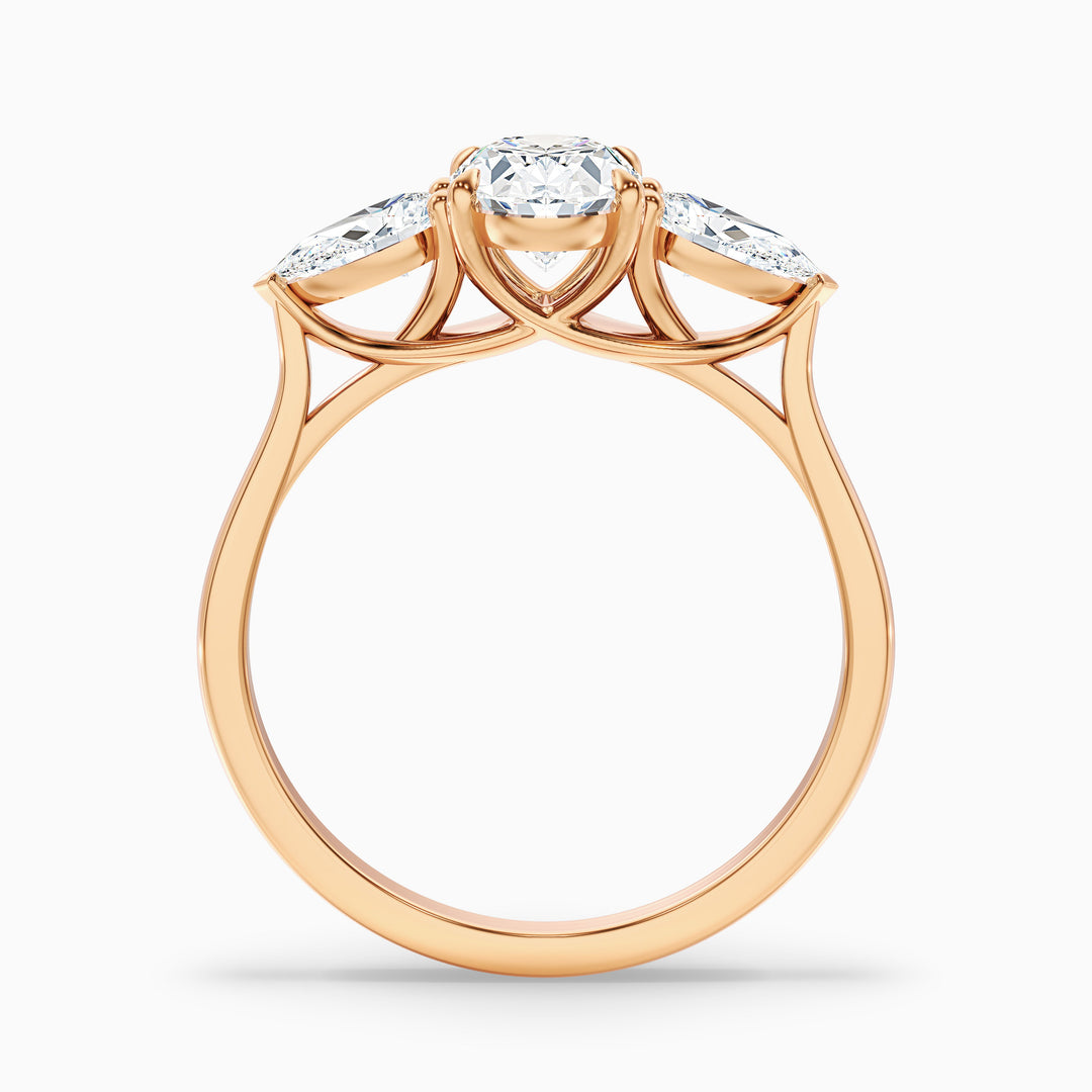 Veronica Three Stone Oval Lab Grown Diamond Ring
