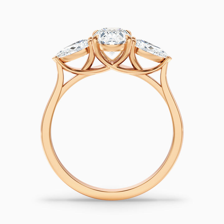 Veronica Three Stone Oval Lab Grown Diamond Ring