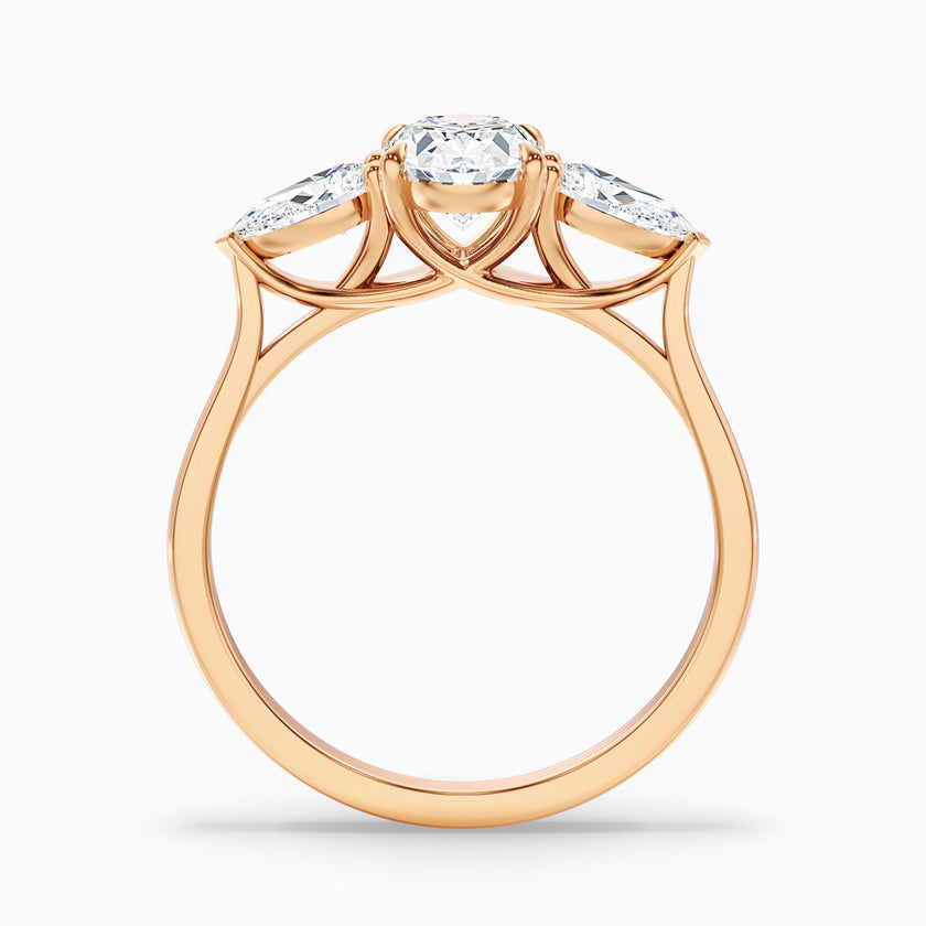 Veronica Three Stone Oval Lab Grown Diamond Ring