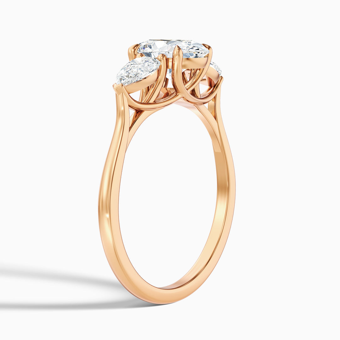 Veronica Three Stone Oval Lab Grown Diamond Ring