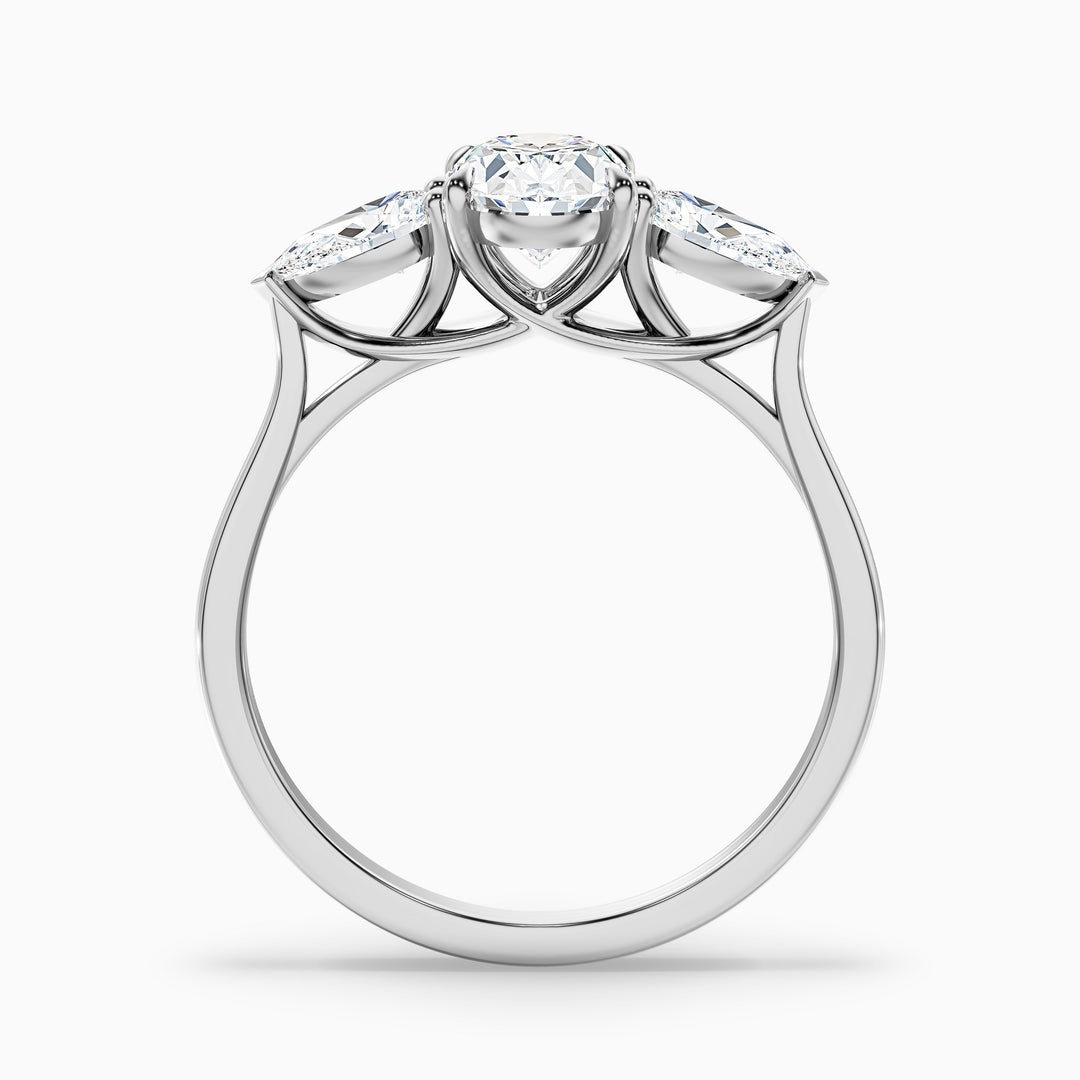 Veronica Three Stone Oval Lab Grown Diamond Ring