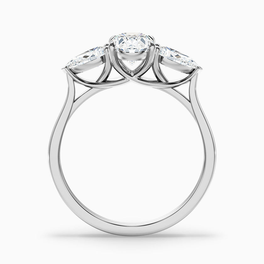 Veronica Three Stone Oval Lab Grown Diamond Ring
