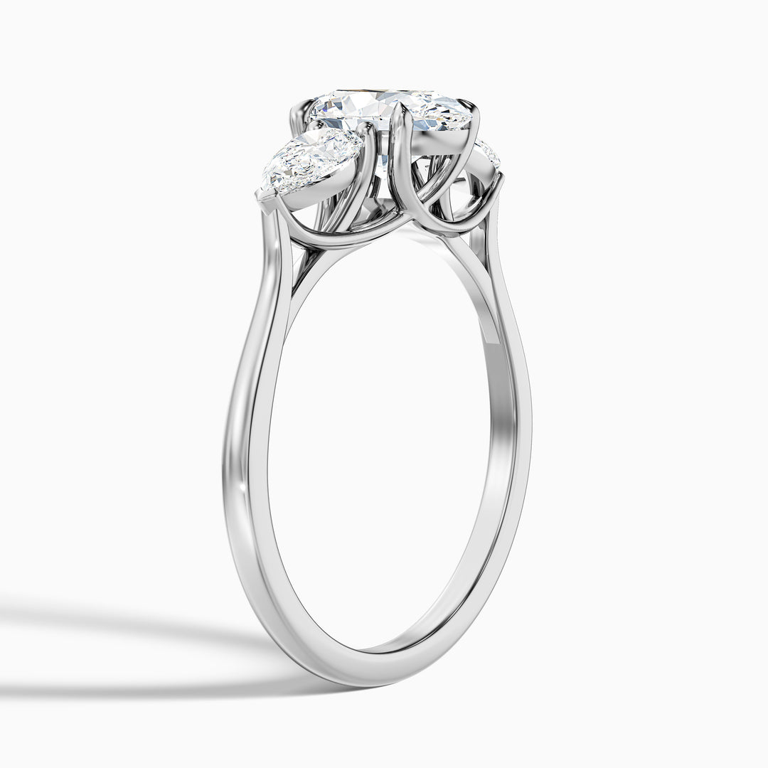 Veronica Three Stone Oval Lab Grown Diamond Ring