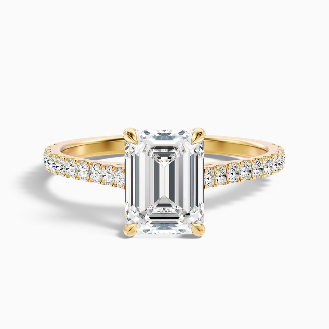 Firework Emerald Cut Side Stone Pave Lab Grown Engagement Ring